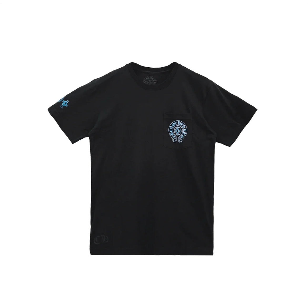 Blue Cross Cluster Pocket Tee — Black
