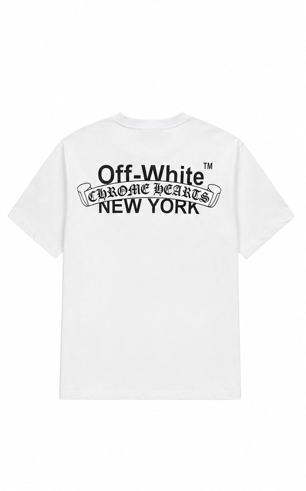 NY Cross Patchwork Tee — White