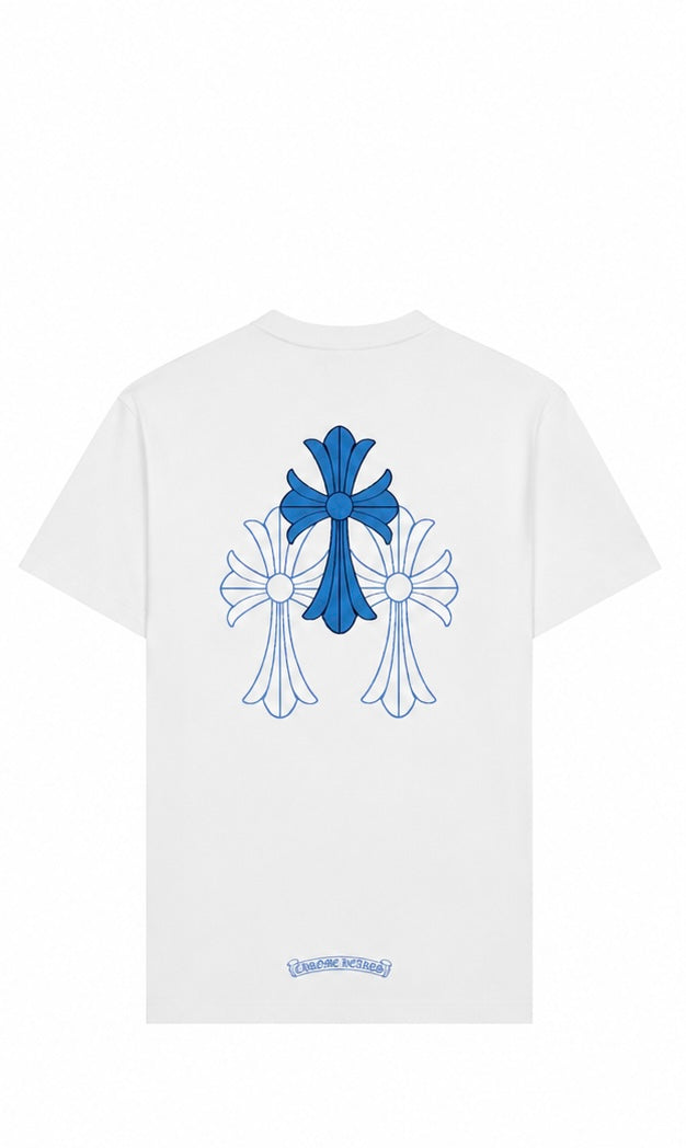 Blue Cross Cluster Pocket Tee — White back