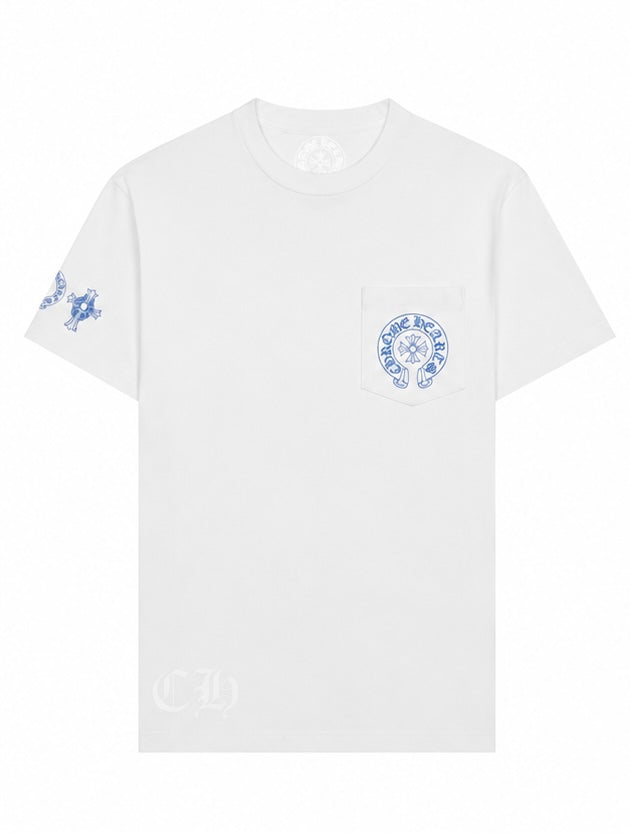 Blue Cross Cluster Pocket Tee — White front