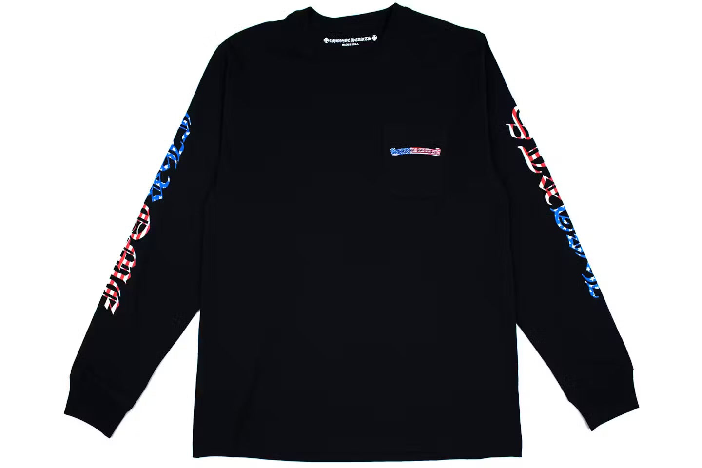 USA Flag Scroll Long Sleeve Black front