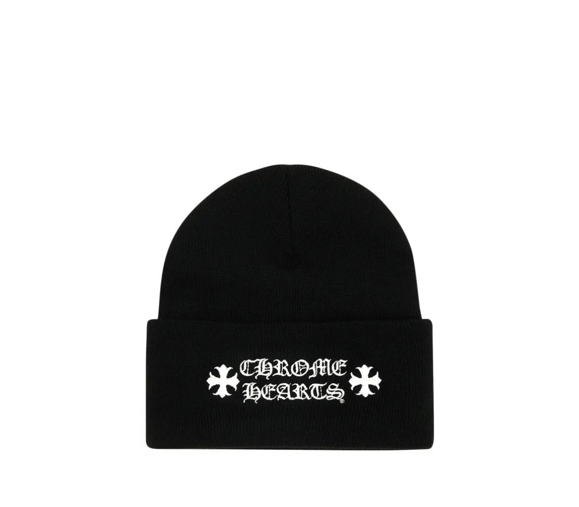 Gothic Script Beanie Black
