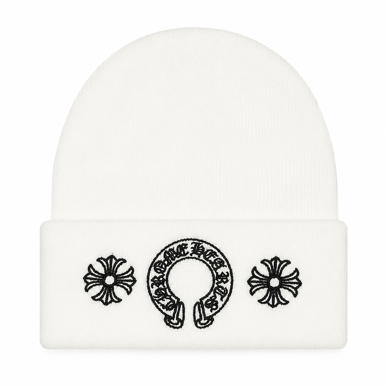 Horseshoe Cross Beanie White