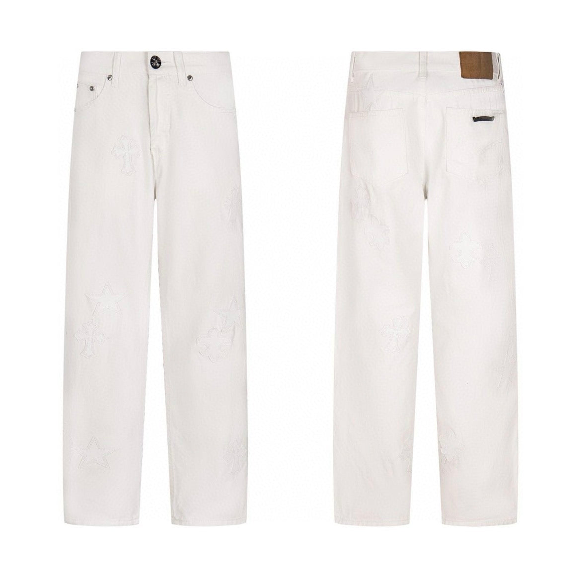 Tonal Cross Patch Jeans White front and back