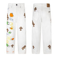 Graffiti Script Leopard Cross Jeans White front and back