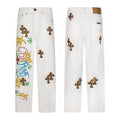 Contract Script Leopard Cross Jeans White front and back