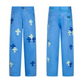 Mint Cross Patch Jeans Sky Blue front and back