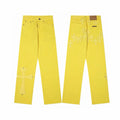 Yellow denim with tonal cross patches