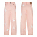 Light pink denim with white cross patches