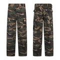 Woodland camo ripstop cargo pants front and back