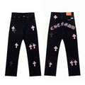 Pink cross arch jeans in black