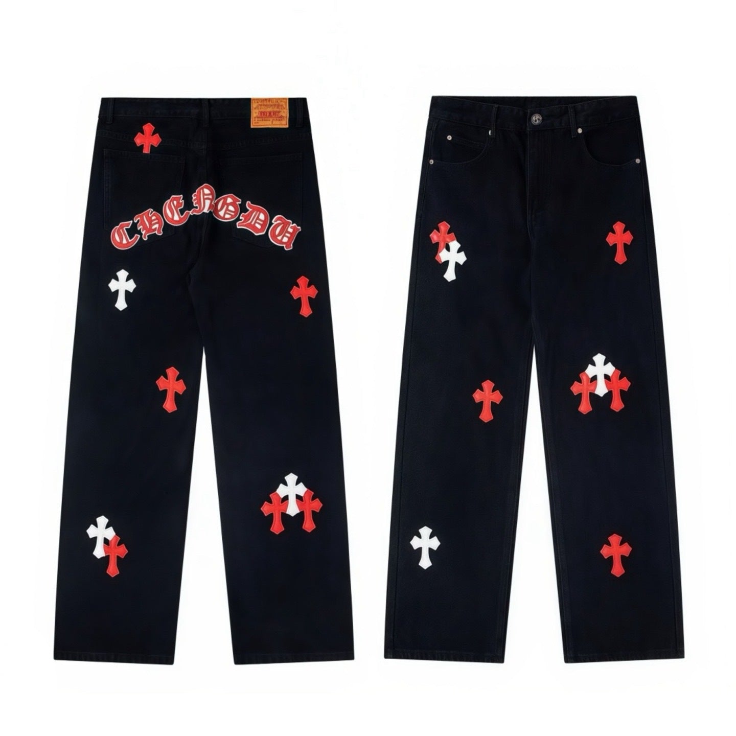 Red cross arch jeans in black