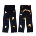 Orange cross arch jeans in black