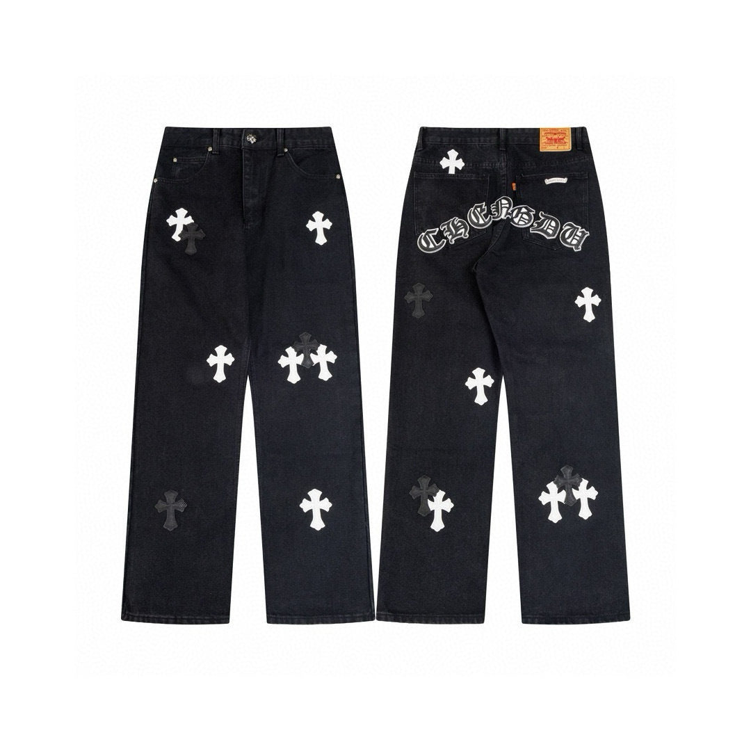 White cross arch jeans in washed black