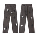Cross patch carpenter jeans in faded brown