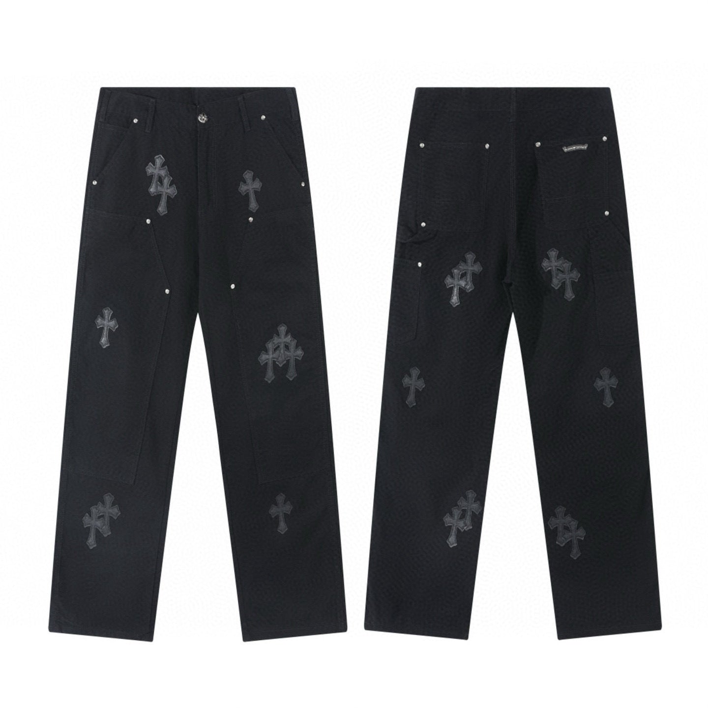 Tonal cross carpenter jeans in black