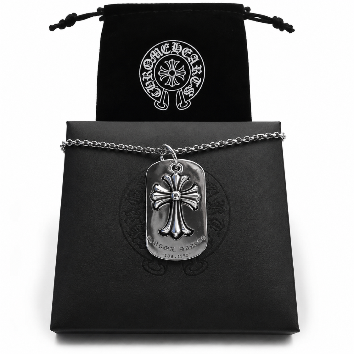 Cross Dog Tag Chain — Silver