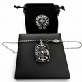 Filigree Cross Tag Chain — Silver