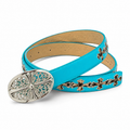 Turquoise belt with silver filigree oval buckle