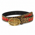 Leopard belt with red crosses and gold filigree buckle