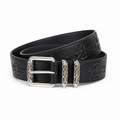 Black embossed cross belt with square roller buckle