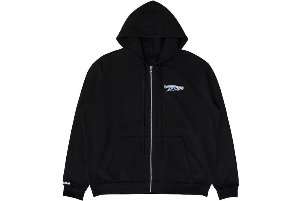 Black horseshoe zip up hoodie front