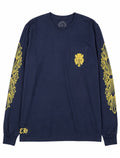 Navy gold dagger floral pocket long sleeve front