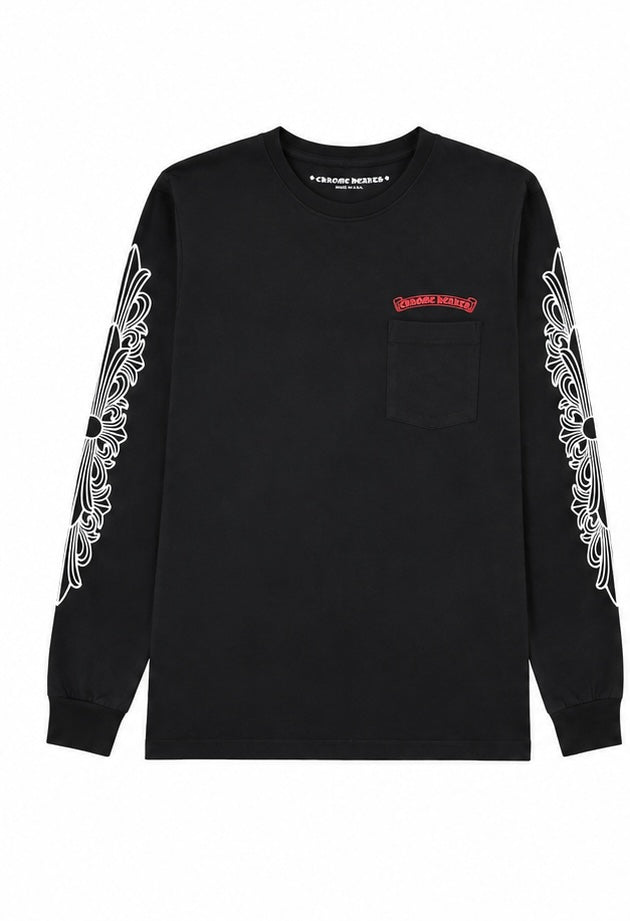 Black checker lips scroll long sleeve front