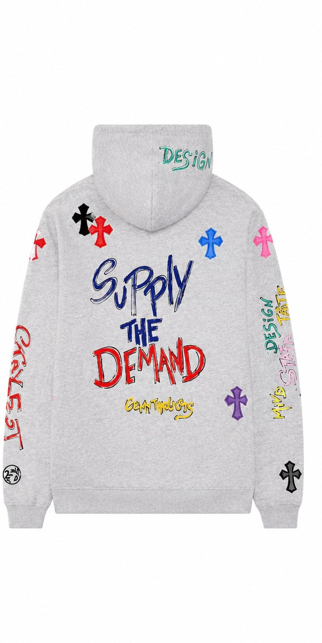 Heather grey graffiti hoodie back