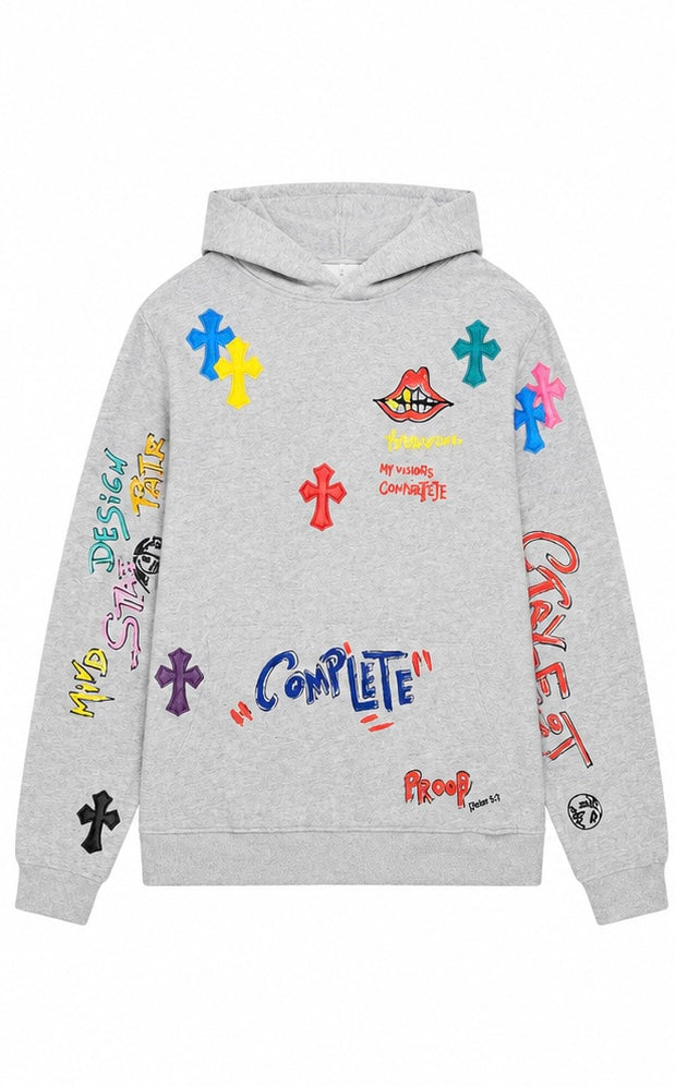 Heather grey graffiti hoodie front