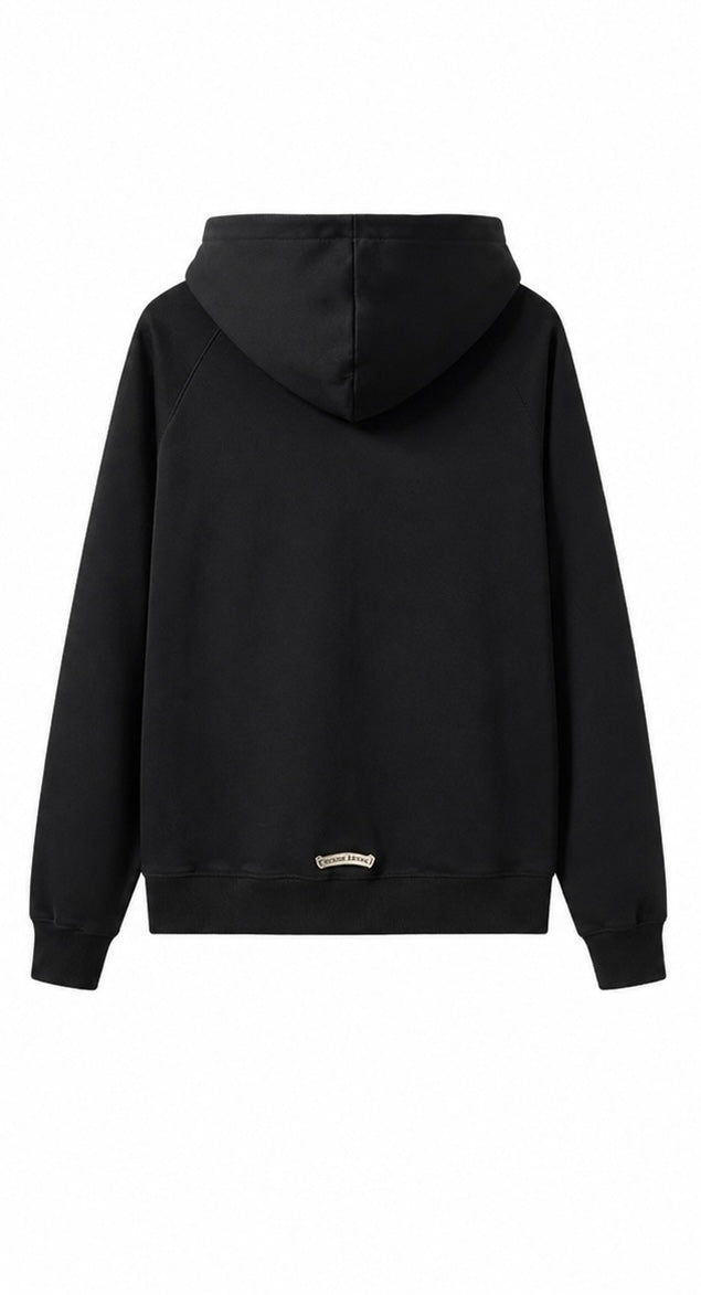 Black zip up hoodie back