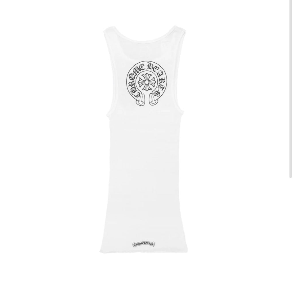 CH Horseshoe Logo Tank Top — White, back