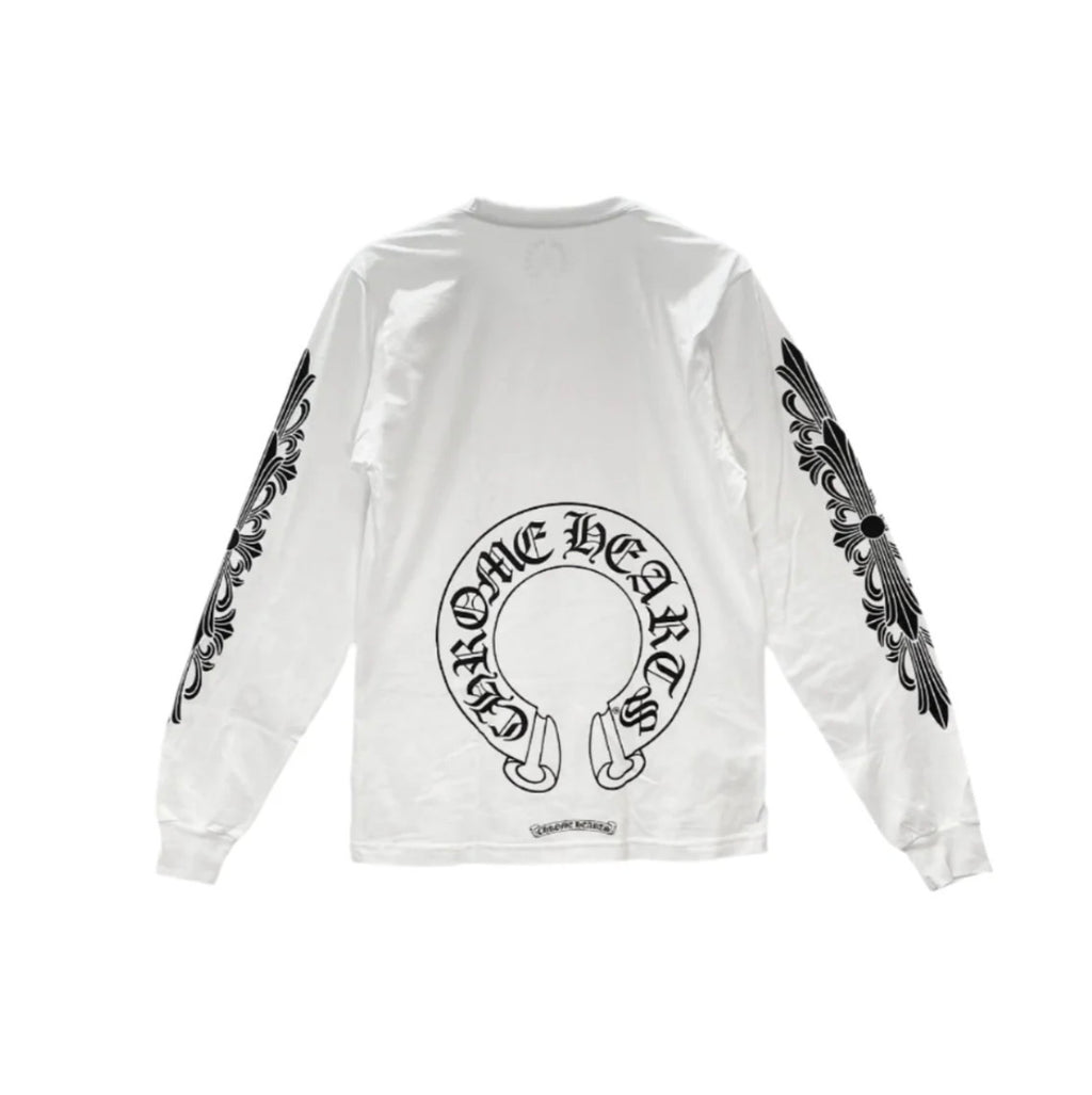 CH Horseshoe Floral Sleeve Long Sleeve White - Back