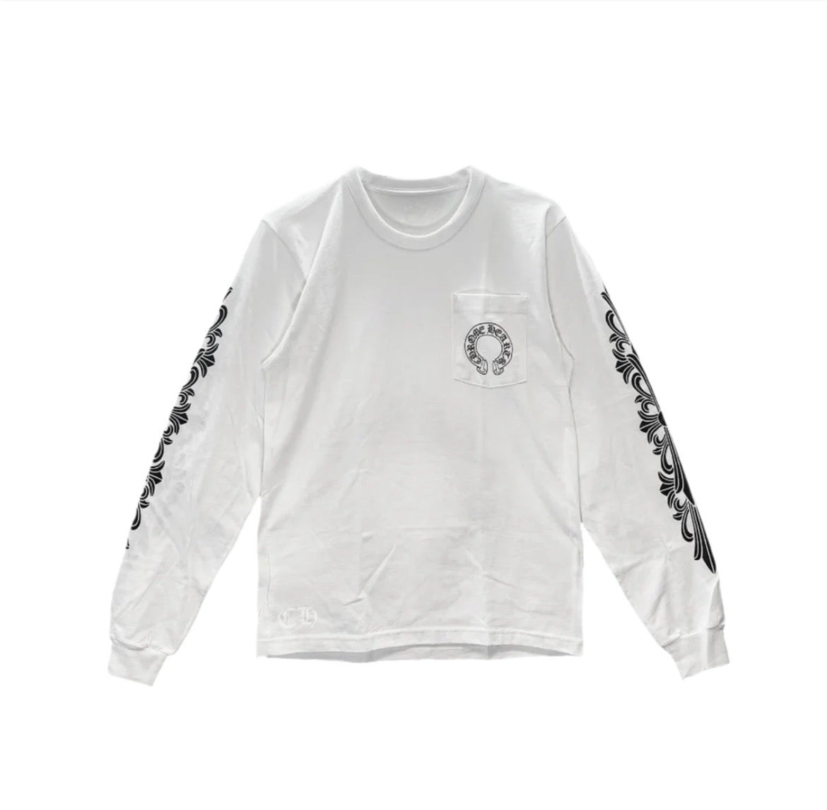 CH Horseshoe Floral Sleeve Long Sleeve White - Front