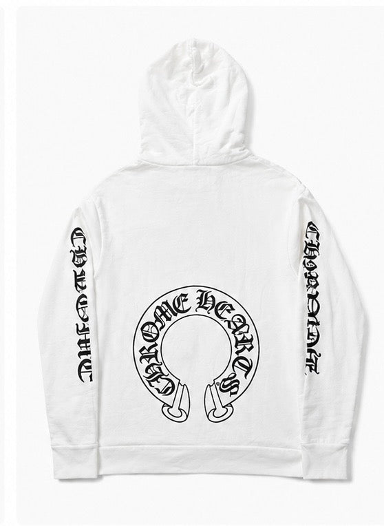CH Chomper Lips Horseshoe Hoodie White - Back