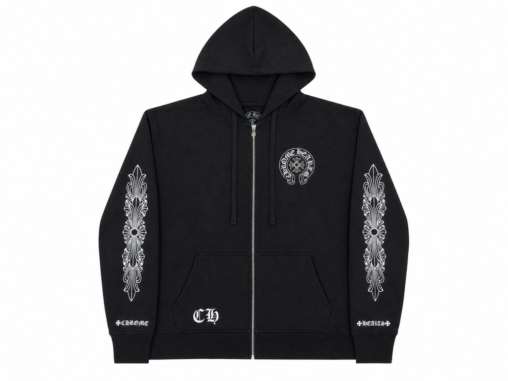 LA Horseshoe Zip-Up Hoodie Black - front