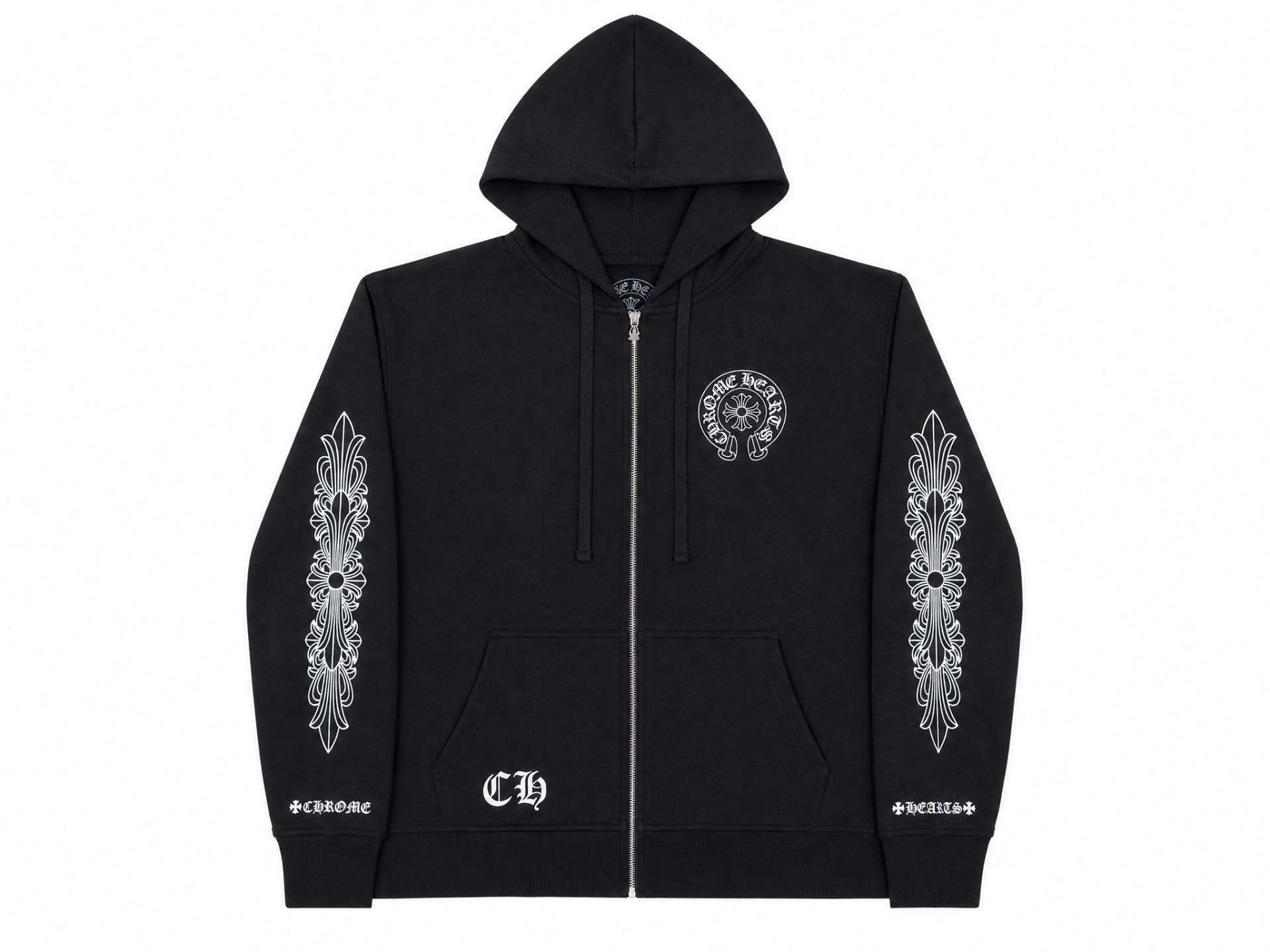 LA Horseshoe Zip-Up Hoodie Black - front