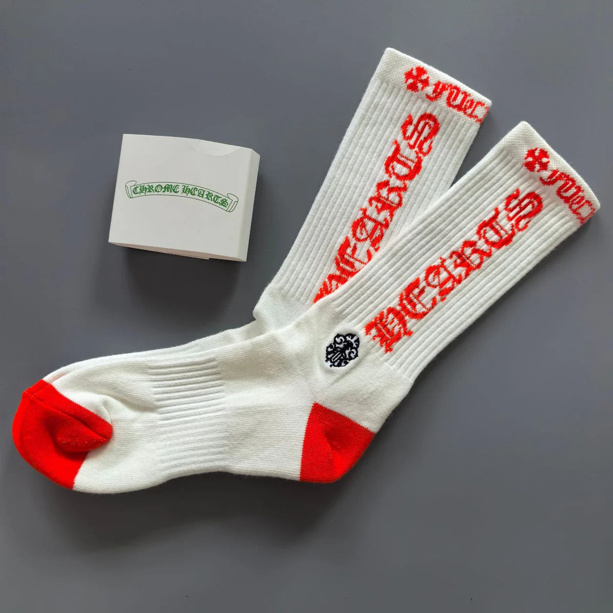 CH Letters Sock White Red